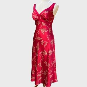 Vintage Jones New York Bias-Cut Satin Slip Dress L | Y2K Crimson Red